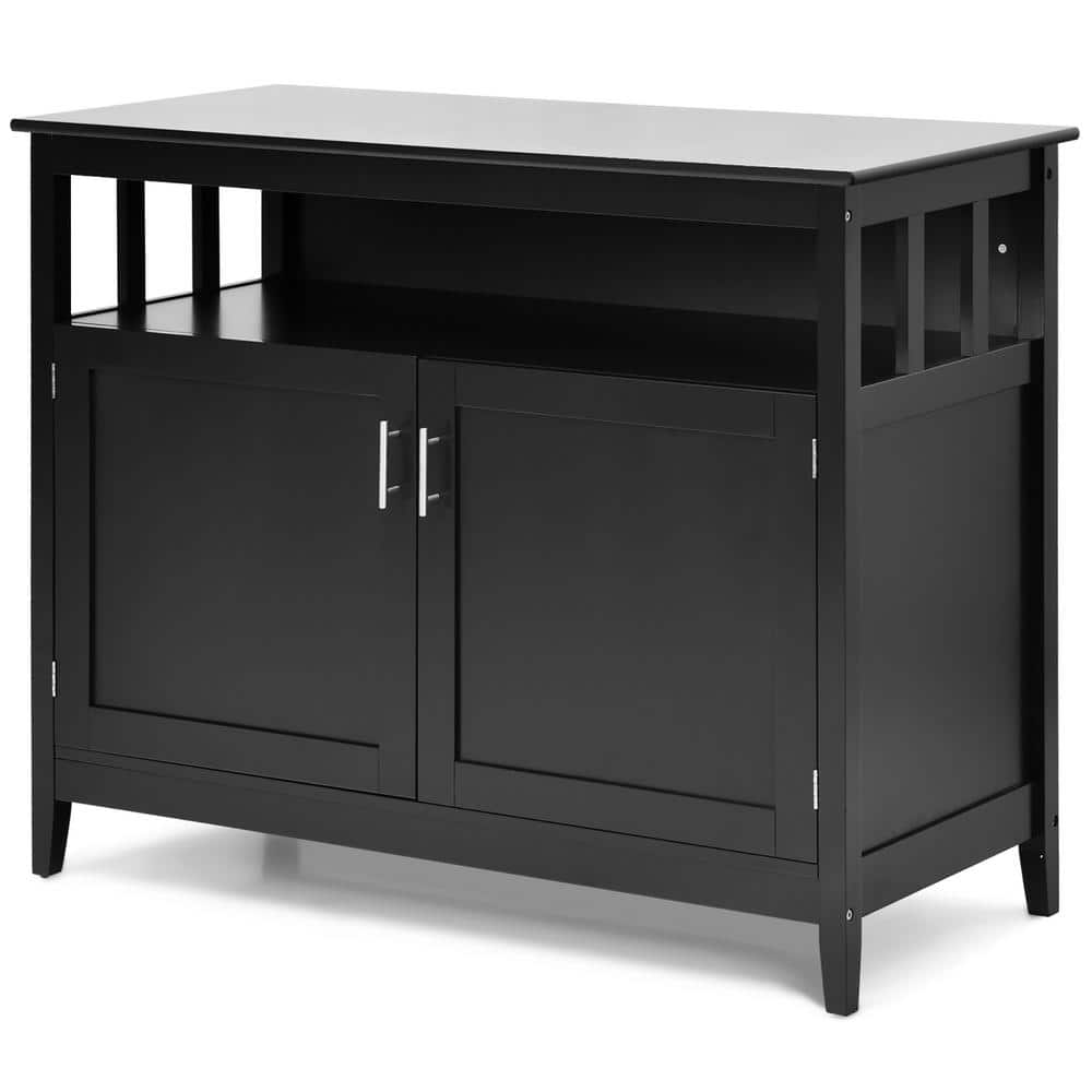 Costway Black Kitchen Sideboard Buffet Server Cupboard Storage Cabinet ...