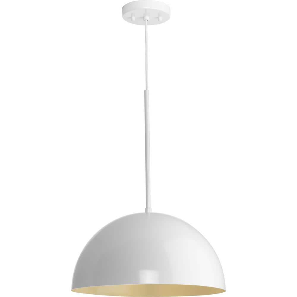 Elegant Brushed Nickel Bowl Pendant with White Dome Shade