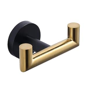 J-Hook Double Robe/Towel Hook Stainless Steel in Black and Gold