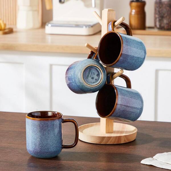 vancasso 12 oz. Grayish-blue and Golden-bronze Stoneware Coffee