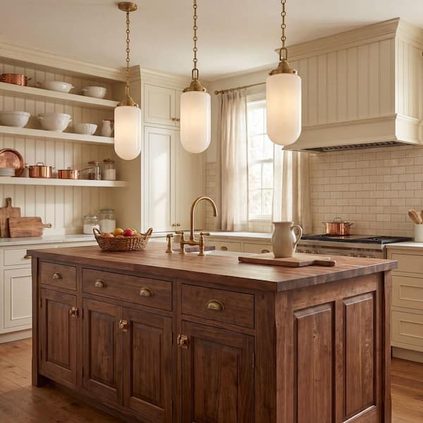 Savoy House Bryant 60-Watt 3-Light Warm Brass Pendant Light with