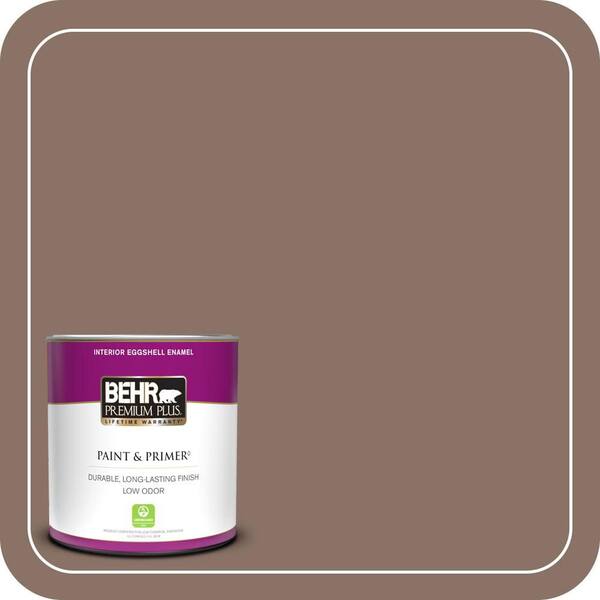 BEHR PREMIUM PLUS 1 qt. #770B-6 Oakwood Brown Eggshell Enamel Low Odor Interior Paint & Primer