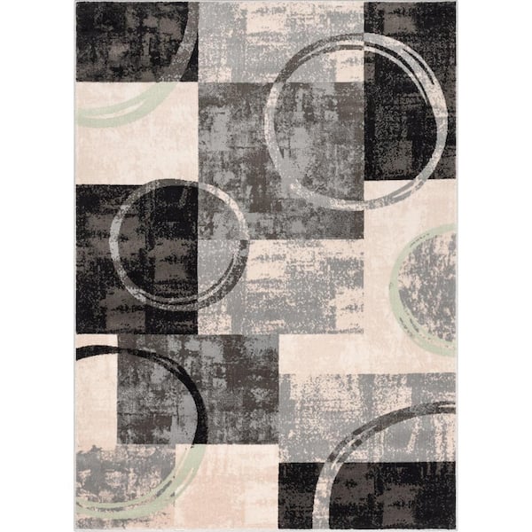 Barclay Shai Modern Geometric Grey Green 7 ft. 10 in. x 9 ft. 10 in. Area Rug
