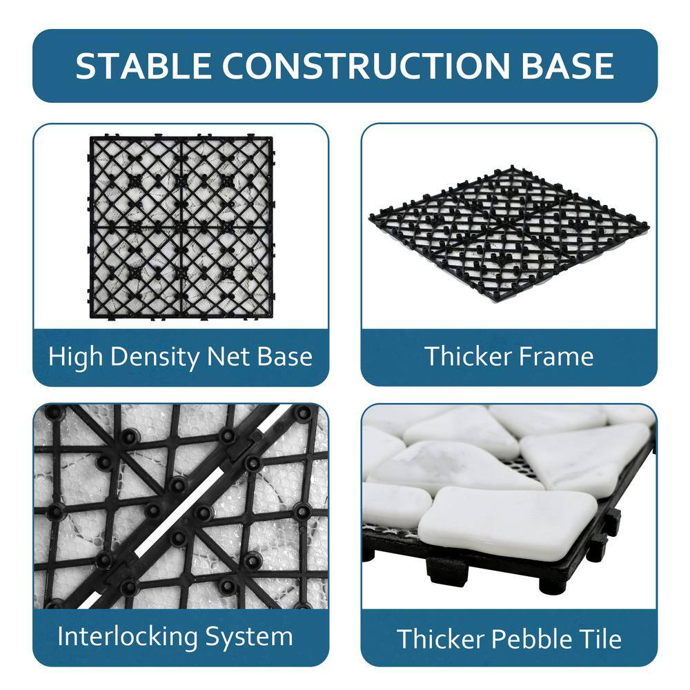 Off-White Stone and Glass Interlocking Deck Tile