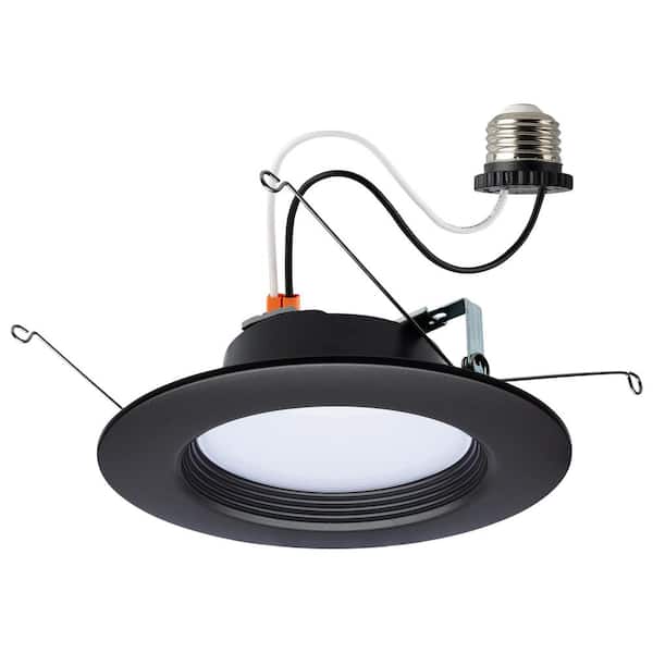 5-6 in. Adjustable CCT Canless Remodel IC Rated Dimmable Indoor Integrated LED Recessed Light Trim