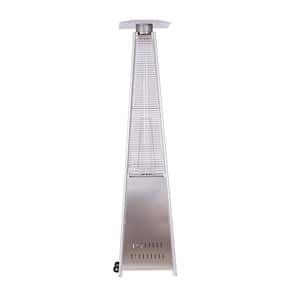 Outdoor 42,0000 BTU 7.5 ft. Tall Stainless Steel Pyramid Flame Gas Patio Heater with Wheels and Protective Cover