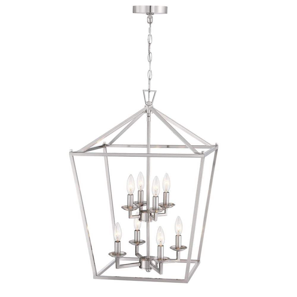 Alfa 19 in. 8-Light Brushed Nickel Finish Geometric Cage Pendant Light with Lantern price history on PriceWatchPro