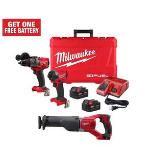 M18 FUEL 18-V Lithium-Ion Brushless Cordless Hammer Drill and Impact Driver Combo Kit (2-Tool) with Reciprocating Saw