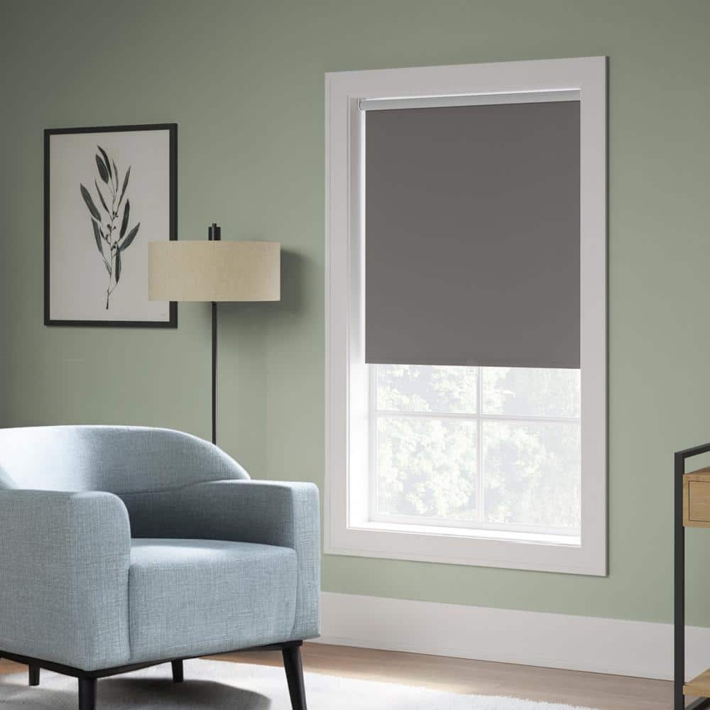 Cut-to-Width 39.5 in. W x 73 in. L Charcoal Cordless Blackout Polyester Fabric Roller Shade price history on PriceWatchPro