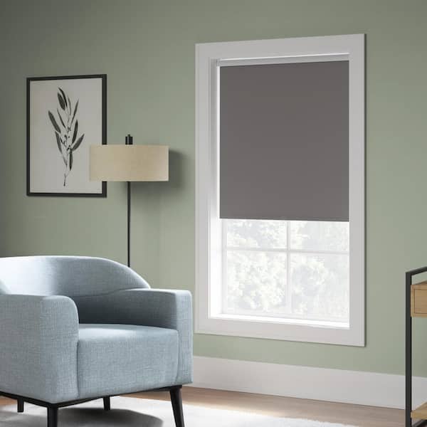 iFit Cut-to-Width 71.5 in. W x 73 in. L Charcoal Cordless Blackout Polyester Fabric Roller Shade