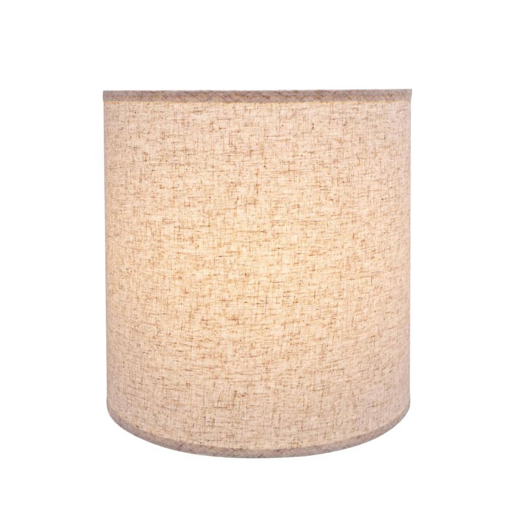Beige Linen Drum Lamp Shade with Spider Construction, 15"