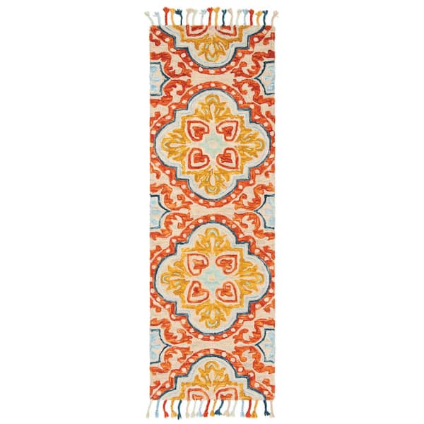 Aspen 2 ft. x 13 ft. Beige/Rust Oriental Runner Rug