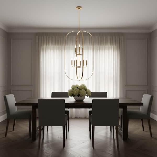 Loretto 9-Light Satin Brass Transitional Dimmable Lantern Chandelier