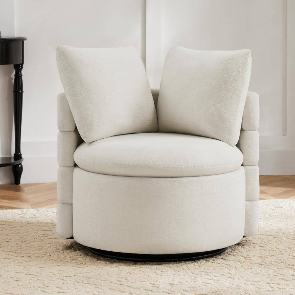 Spruce & Spring Daniel Ivory Performance Fabric Swivel Accent Chair ...