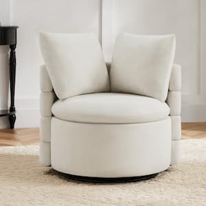 Daniel Ivory Performance Fabric Swivel Accent Chair Modern Upholstered Barrel Chair with Cusions for Bedroom Living Room