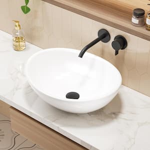 Eclisse Crisp White Vitreous China 16 x 13 in. Oval Bathroom Vessel Sink