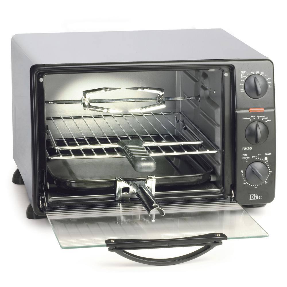 Elite Cuisine Cuisine 0.8 cu. ft. Black Toaster Oven Broiler with