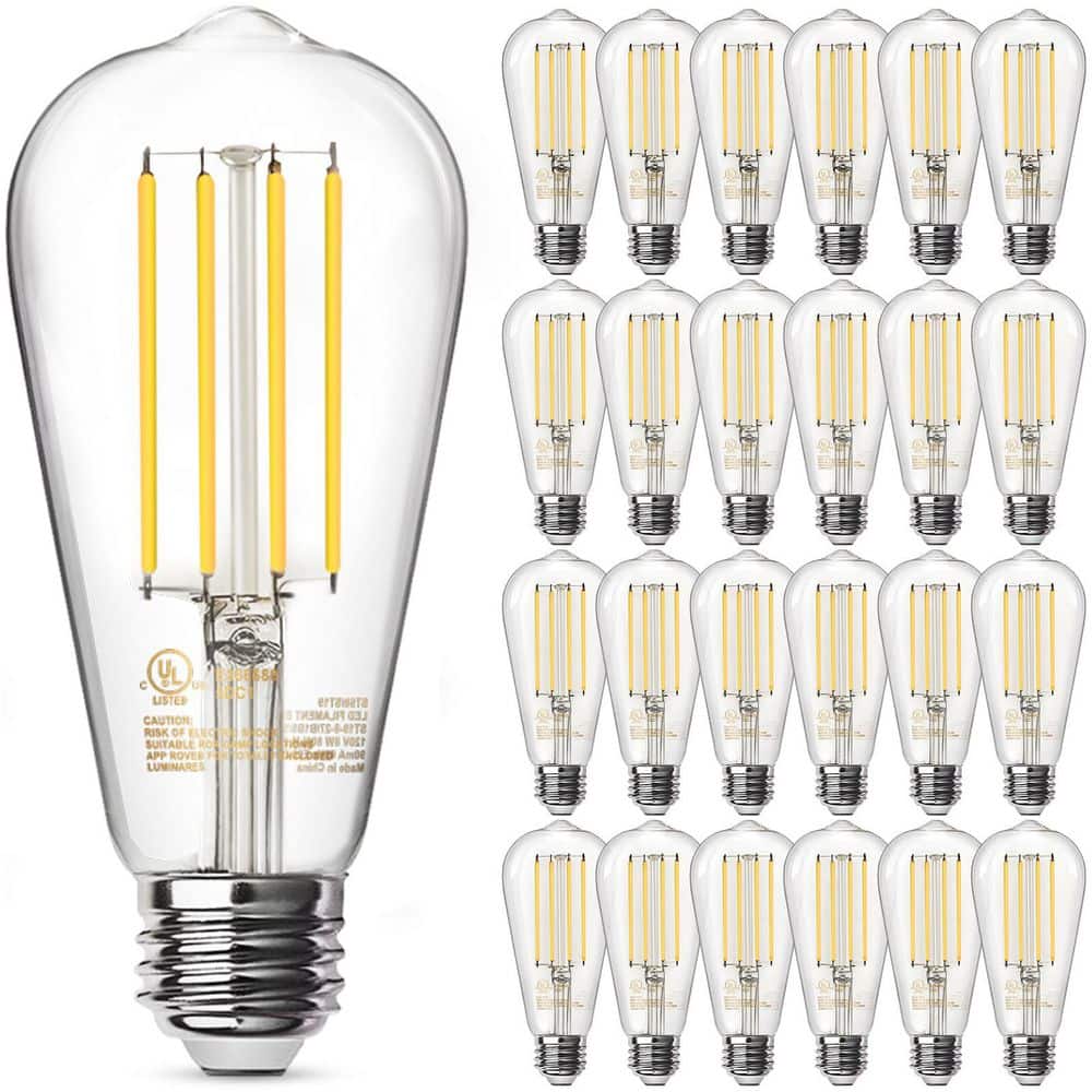 60-Watt Equivalent ST58 Dimmable Straight Filament Glass E26 Vintage Edison LED Light Bulb, Soft White 2700K (24-Pack) price history on PriceWatchPro
