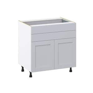 Cumberland 33 in. W x 24 in. D x 34.5 in. H Light Gray Shaker Assembled Base Kitchen Cabinet with Two 5 in. Drawers