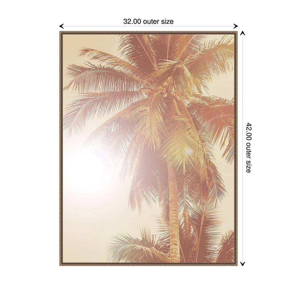 Sunkissed Palm Tree 32"x42" Bronze Framed Canvas Wall Art