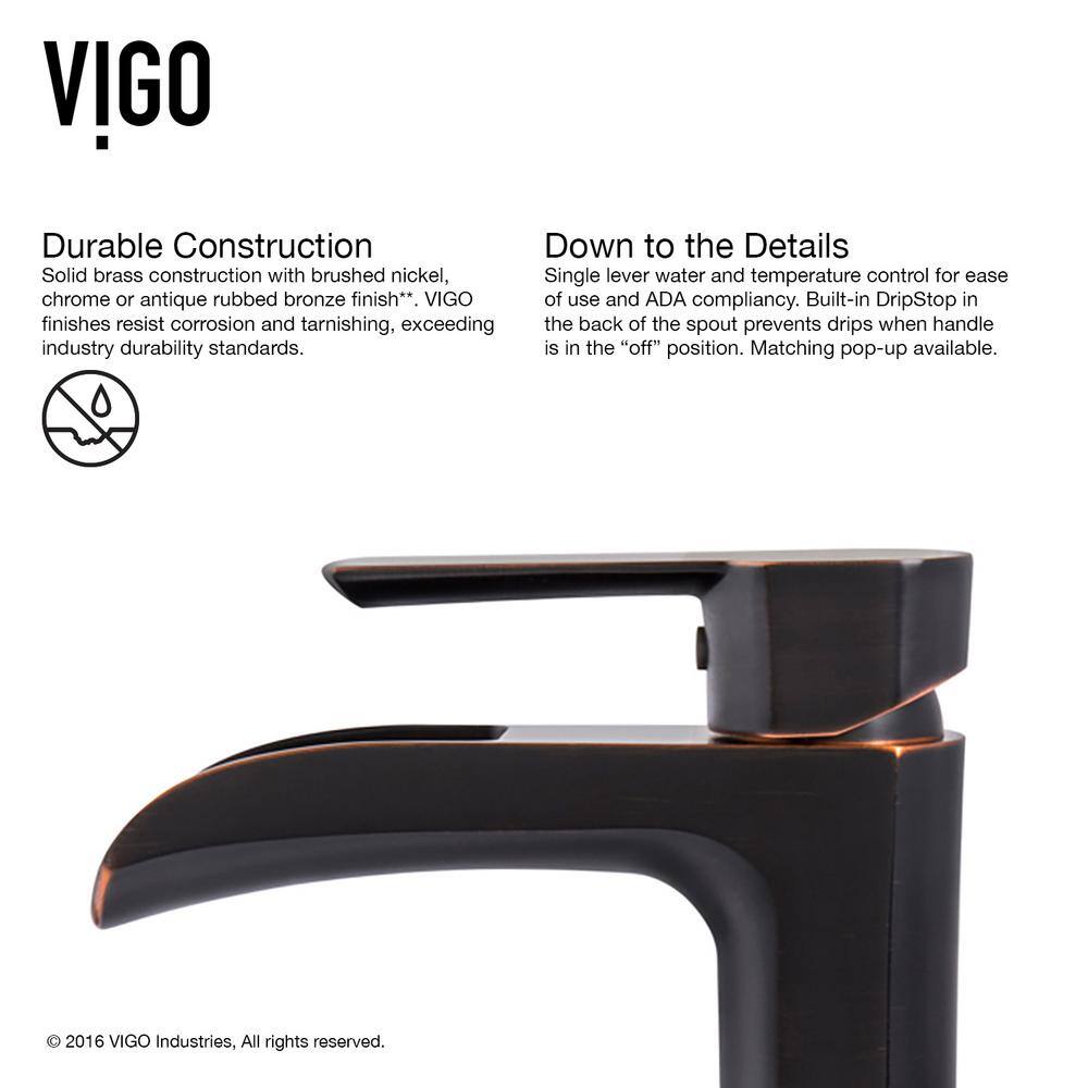 Russet Rectangular Glass Vessel Sink with Antique Bronze Faucet