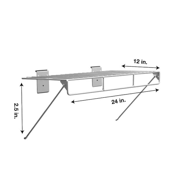 24 in. L x 12 in. W Slatwall Wire Shelf with Rail (2-Pack)