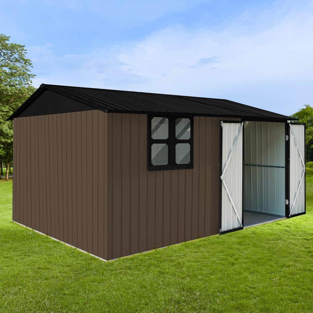 10 ft. W x 12 ft. D Outdoor Metal Shed Utility Tool House with Aluminum All