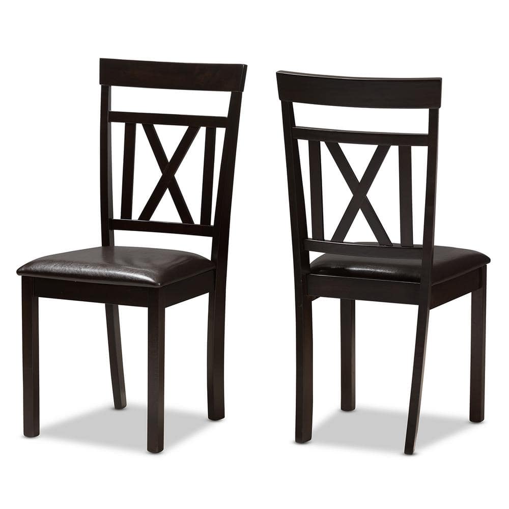 Rosie Contemporary 5-Piece Dark Brown Faux Leather Dining Set
