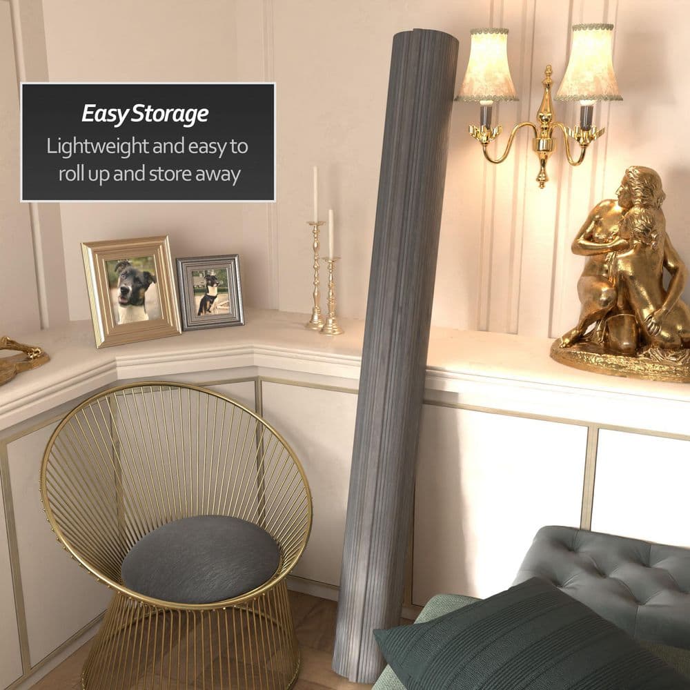 Gray Bamboo Wave 72.25" Room Divider Screen