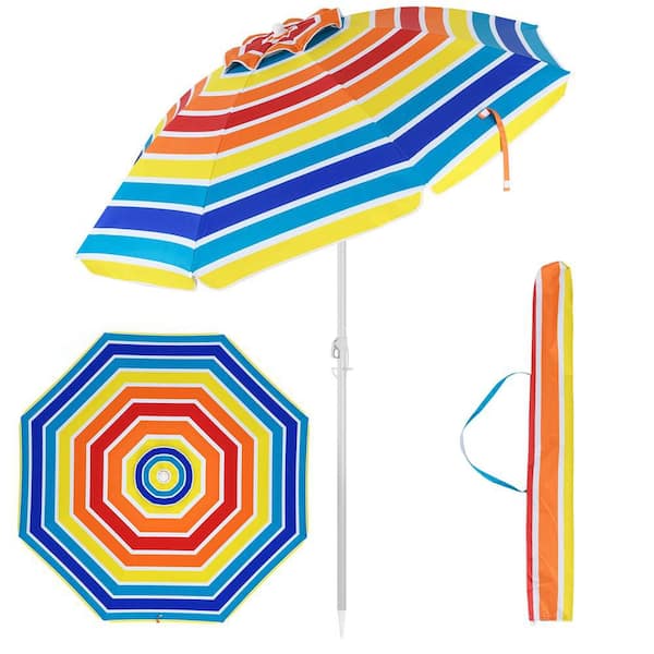 6.5 ft. Aluminum Beach Umbrella Sun Shade Tilt in Colorful