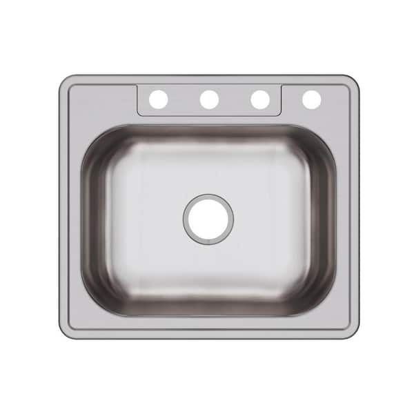 Elkay Dayton Drop-In Stainless Steel 25 in. 4-Hole Single Bowl Kitchen Sink with 6 in. Bowl