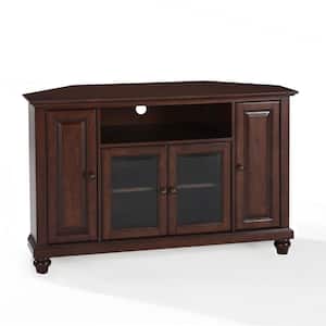 Cambridge 48 in. Mahogany Wood Corner TV Stand Fits TVs Up to 52 in. with Storage Doors