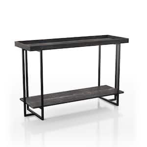 Bonte 48 in. Rustic Black Standard Rectangle Console Table with Shelf