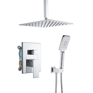 2-Spray Patterns with 2.5 GPM 12 in. Wall Mount Dual Shower Heads with Body Spray in Chrome