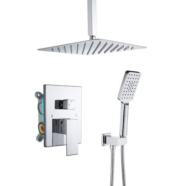 Satico 3-Spray Patterns with 1.8 GPM 10 in. Wall Mount Dual Shower Heads with Body Spray in Chrome
