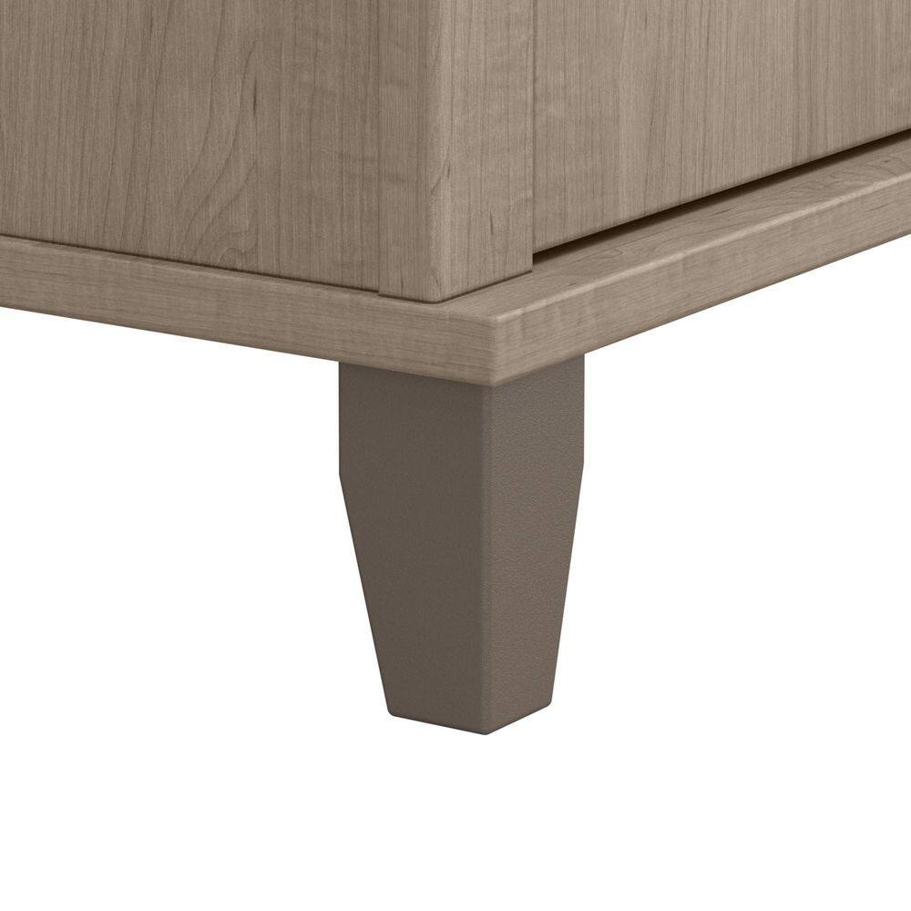 Ash Gray Transitional Engineered Wood Nightstand with Satin Nickel Hardware