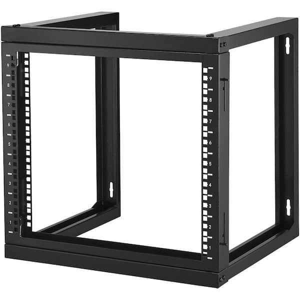 SKYSHALO 9U Wall Mount Rack Household Shelving Unit Open Frame Server Network Rack with Cage Nuts Screws, Carbon Steel 1 Tier