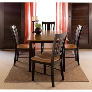 Leah 5-Piece 60 in. Black/Cherry Rectangular Solid Wood Dining Set with San Remo Chairs