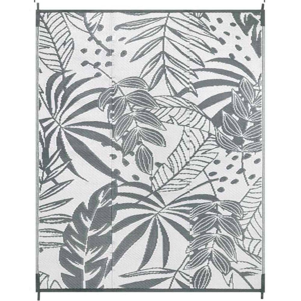 Outdoor Rugs 8 x 10 ft.  Patios Waterproof, Reversible Tropical Plastic Straw Camping Mat Outside Area Rug (Grey/White) price history on PriceWatchPro