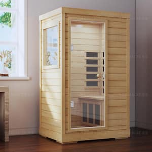 1-Person Hemlock Indoor Infrared Sauna with 6-Carbon Far Infrared Heaters (Left Door)