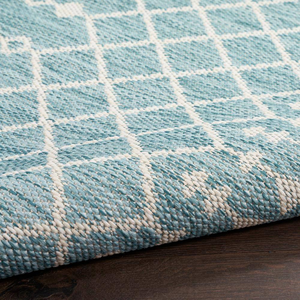 Aqua Moroccan Trellis Flatweave Synthetic 5' x 7' Area Rug