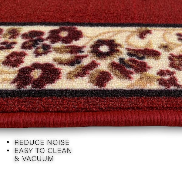 Veronica Cut to Size Red Color 31.5 Width x Your Choice Length Custom Size  Slip Resistant Runner Rug