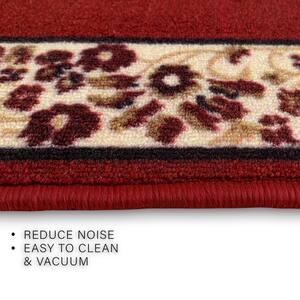 Flower Bordered Red Color 31 in. Width x Your Choice Length Custom Size Roll Runner Rug/Stair Runner