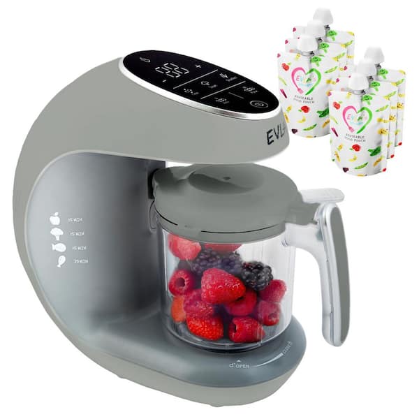 Baby Food Maker with 6 Pouches, Gray
