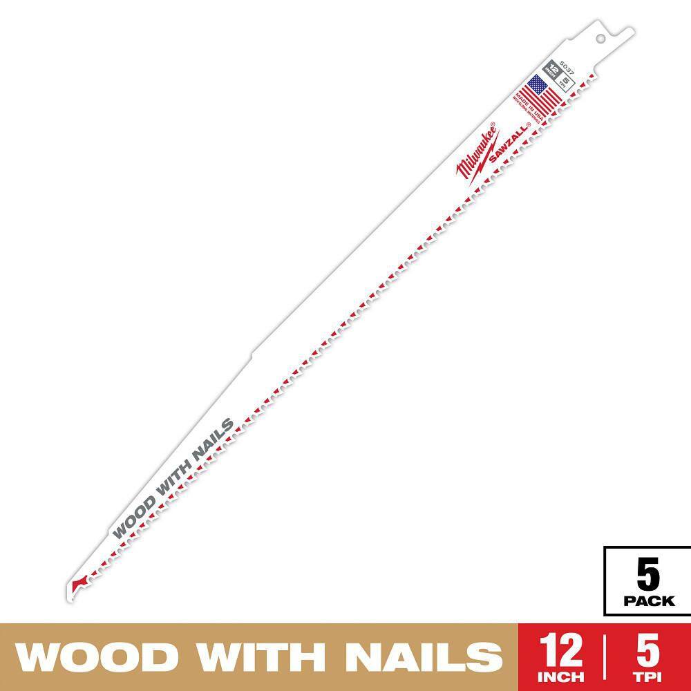 12 in. 5 TPI Thin Kerf Wood Cutting SAWZALL Reciprocating Saw Blades (5-Pack) price history on PriceWatchPro