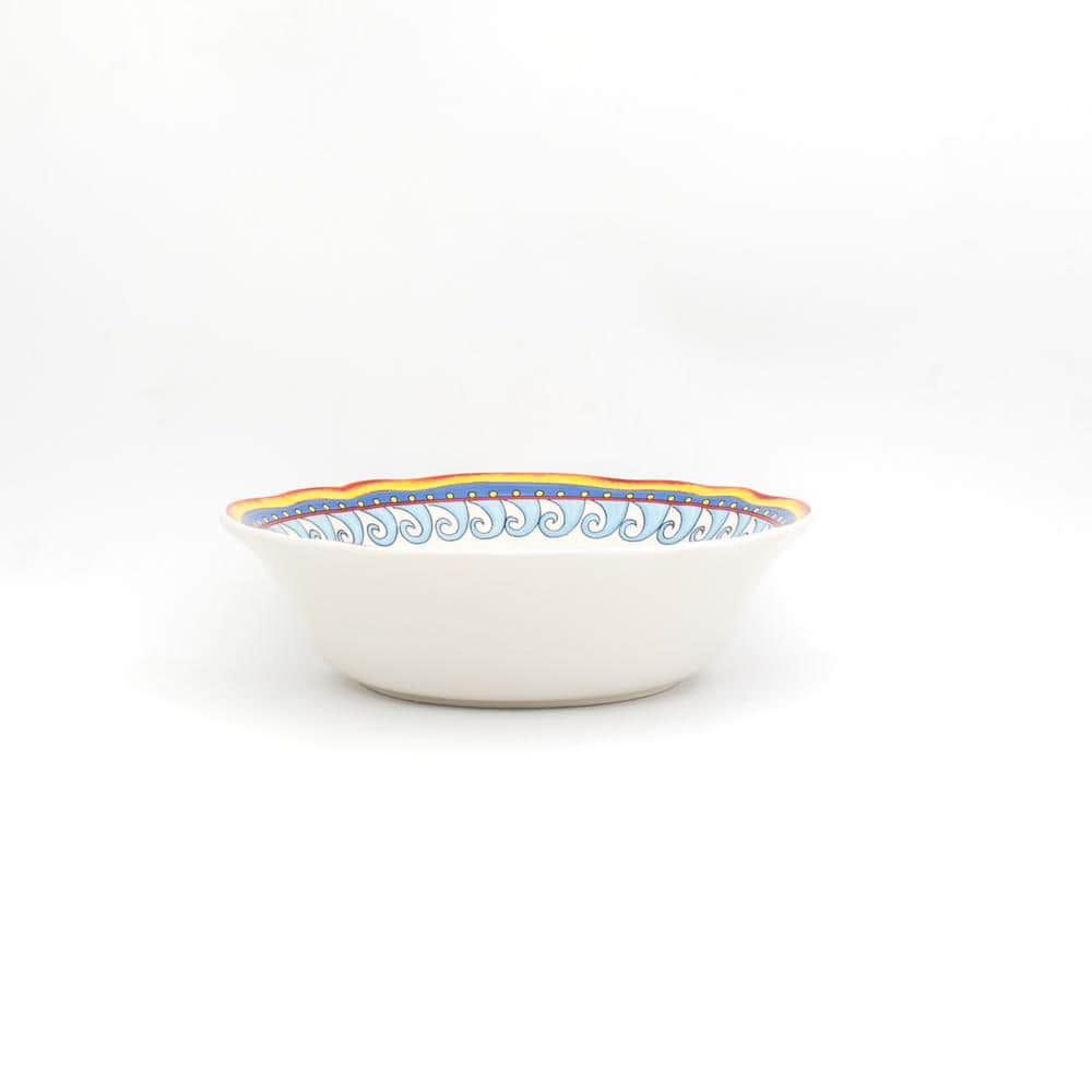 Colorful Ceramic Boho-Chic Bloom Motif Serving Bowl