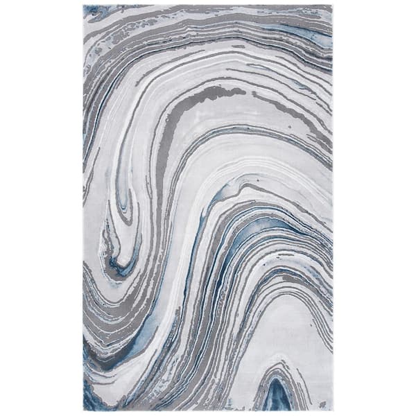 SAFAVIEH Craft Gray/Blue Doormat 3 ft. x 5 ft. Marbled Abstract Area Rug