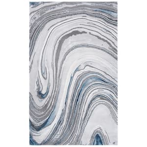 Craft Gray/Blue 4 ft. x 6 ft. Marbled Abstract Area Rug