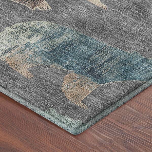 Mayfield Premium Machine Washable Abstract AMF2338 Gray 9 ft. x 12 ft. Area Rug