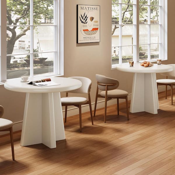 31.5 in. White Square Wood Coffee Table with Sturdy Base for Bakery, Reception Room, Coffee Shop, Home Set of 2